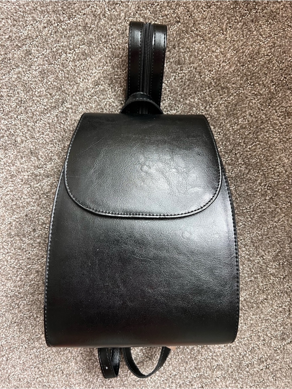 Classic Black Leather Backpack